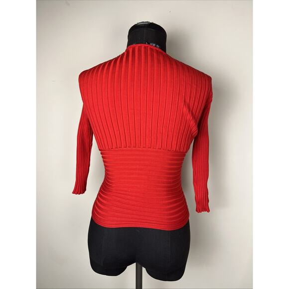 Sculpture Silk Women’s Red Pullover V Neck Medium Sexy Y2K Flattering - Picture 4 of 7